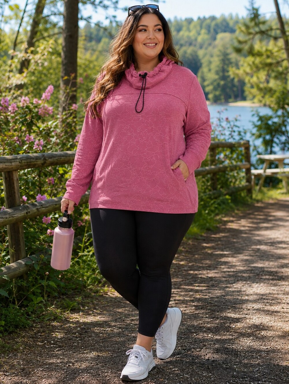 🌸 ActiveZone Plus Size Cowl Neck Pullover – 1X 🌸